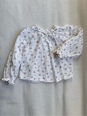Newbie Girls Floral Gauze Blouse Size 86/ 12-18M Long Sleeve Ruffle Top